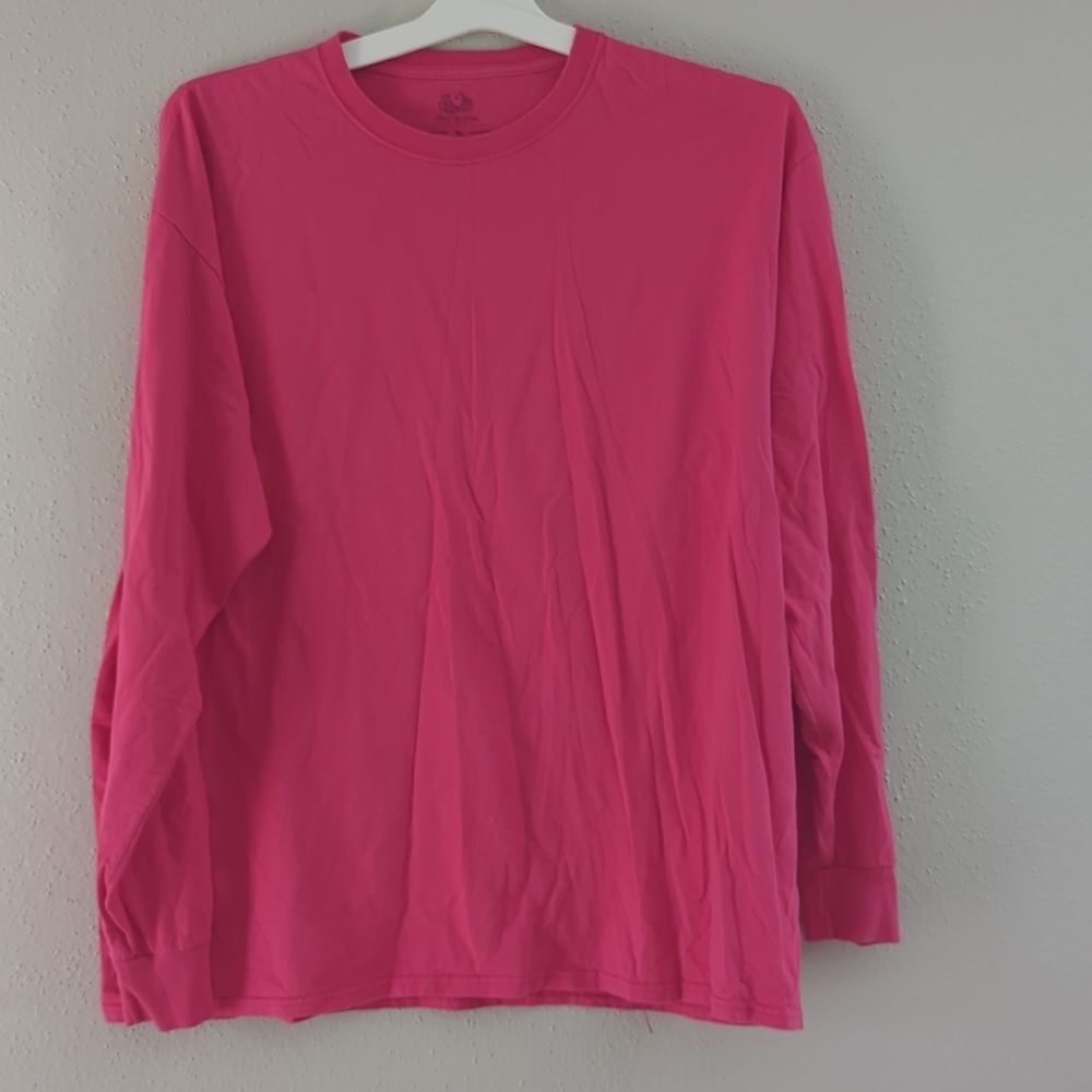 Worn pink fruit of the loom XL long sleeve top
